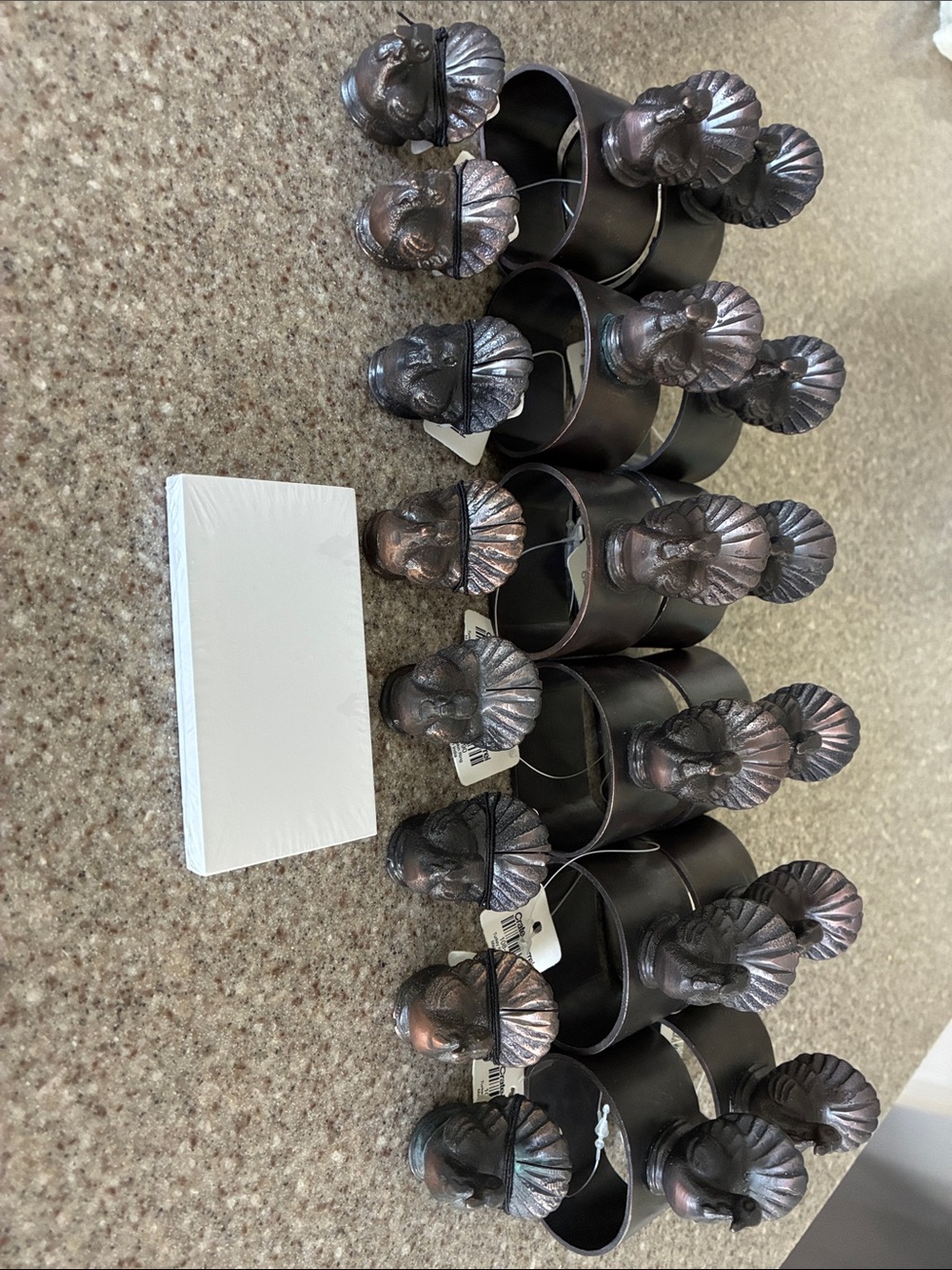 Crate&Barrel Bronze-tone Turkey Napkin Rings - Set of 12
